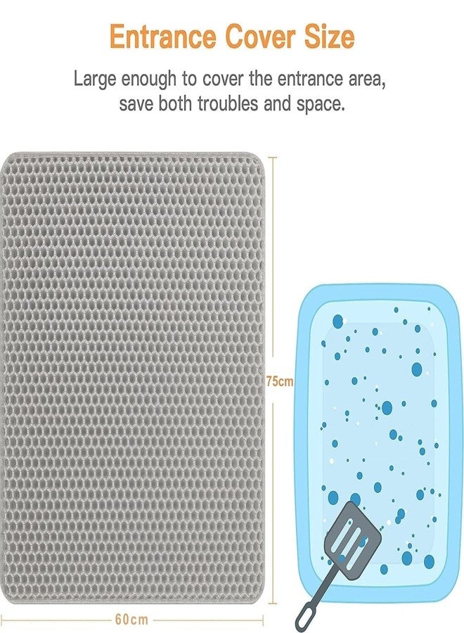 Polarduck Cat Litter Mat Litter Box Mat, EVA Honeycomb Double Layer Design, Urine & Waterproof, Scatter Control Kitty Litter Mat, Less Waste, Easier To Clean,Washable (Gray, 75 x 60cm) - Image 2